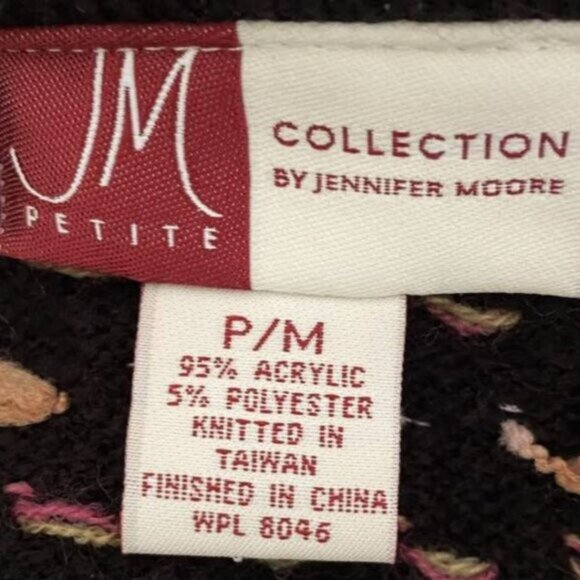 Jennifer Moore Vintage Petite M Fringe Button Cardigan Sweater Black Retro Boho - Picture 9 of 12